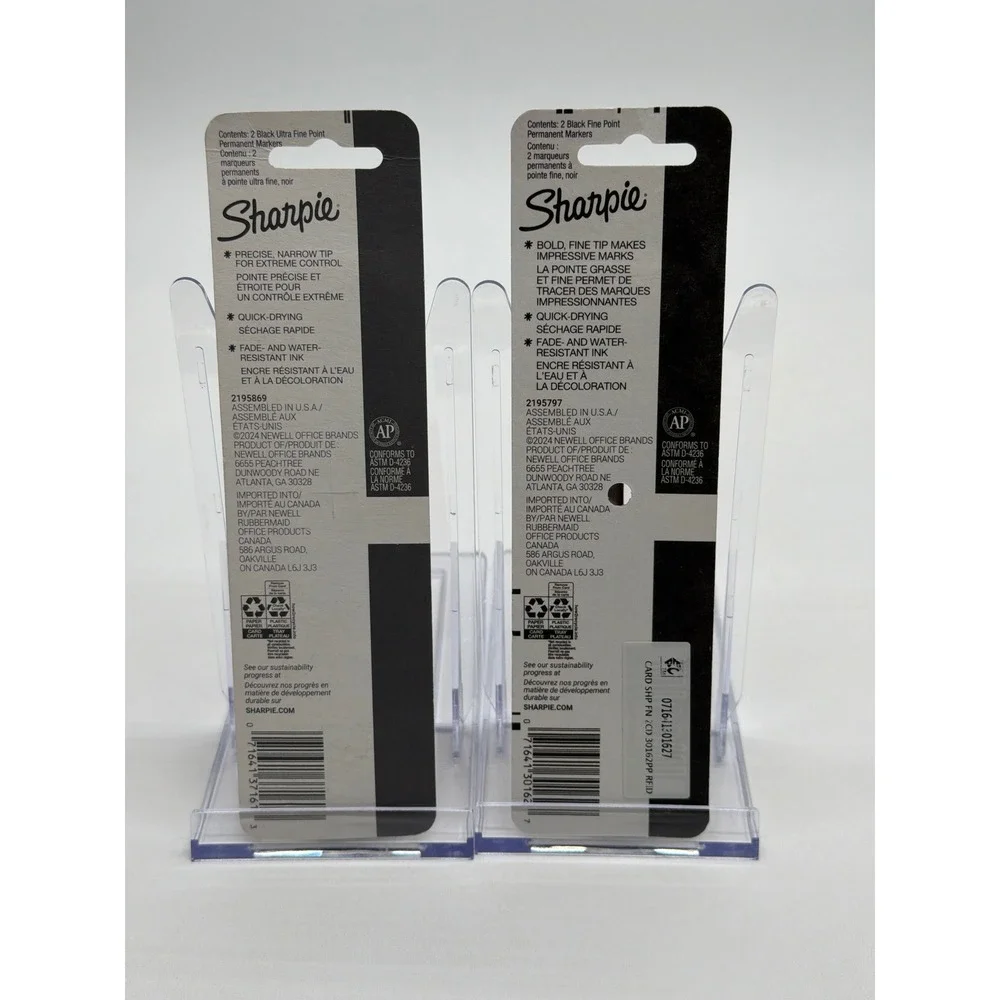 Sharpie Permanent Markers Black 4 Pack Ultra Fine and Fine Point 37161 30162